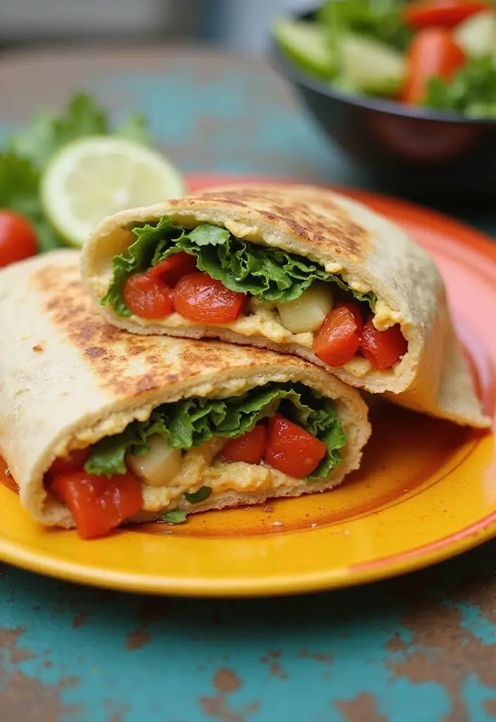 28 Healthy Fall Dinner Recipes for Clean Eating Comfort - 18. Grilled Vegetable and Hummus Wrap
