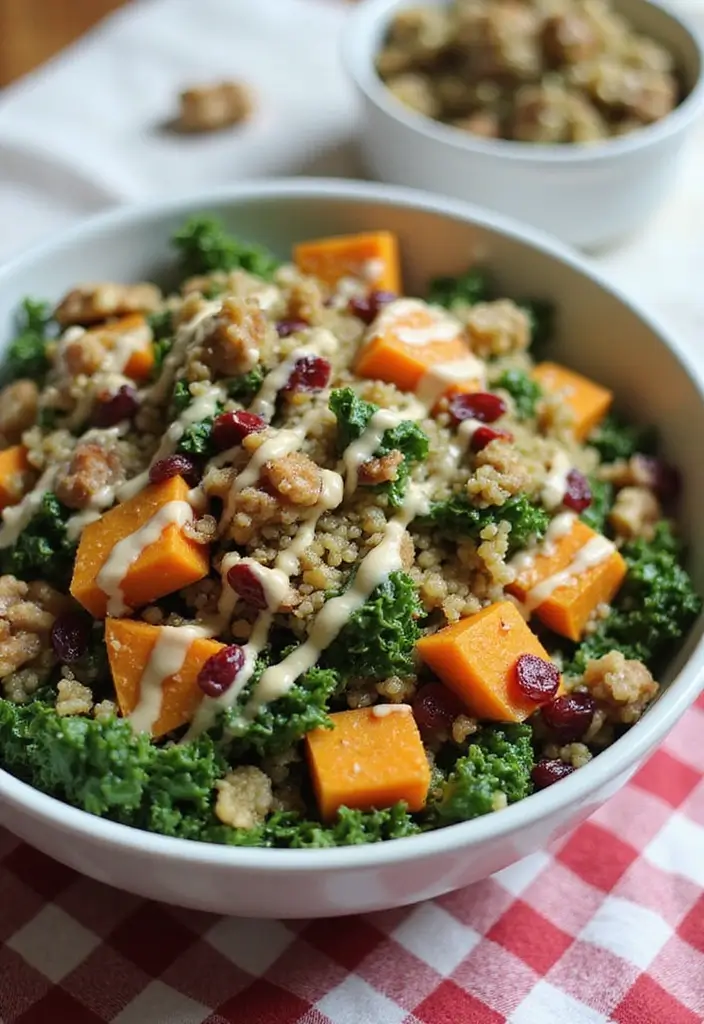 28 Healthy Fall Dinner Recipes for Clean Eating Comfort - 2. Quinoa and Kale Salad with Maple Dijon Dressing