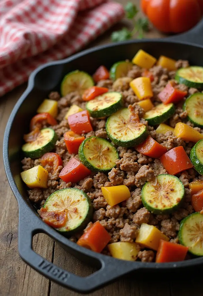 28 Healthy Ground Beef Recipes for Clean Eating Dinners - 1. Zucchini & Beef Skillet