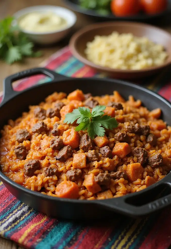 28 Healthy Ground Beef Recipes for Clean Eating Dinners - 10. Mexican Beef & Rice Skillet