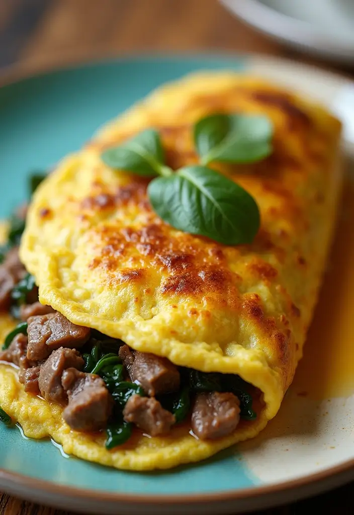 28 Healthy Ground Beef Recipes for Clean Eating Dinners - 19. Beef & Spinach Omelette