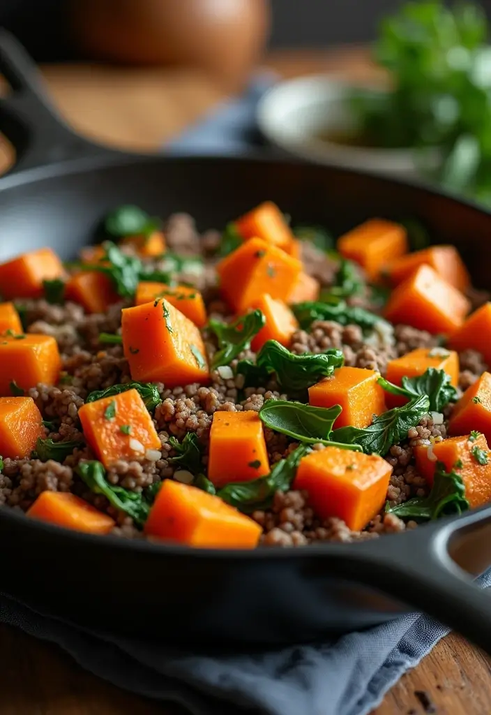 28 Healthy Ground Beef Recipes for Clean Eating Dinners - 2. Ground Beef & Sweet Potato Hash