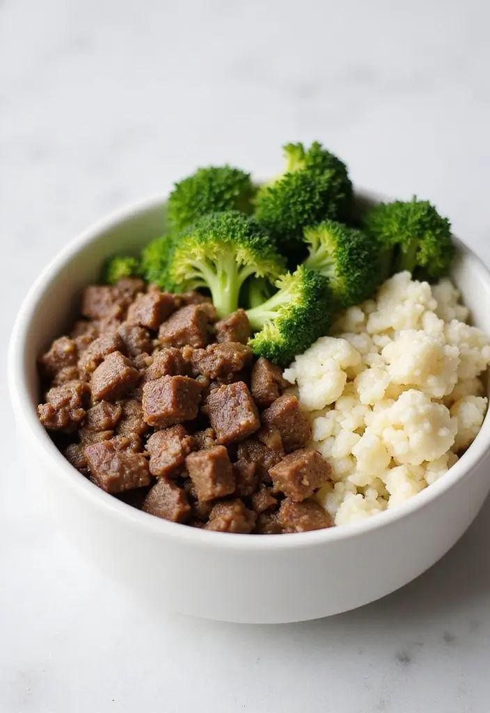 28 Healthy Ground Beef Recipes for Clean Eating Dinners - 8. Ground Beef & Cauliflower Rice Bowl