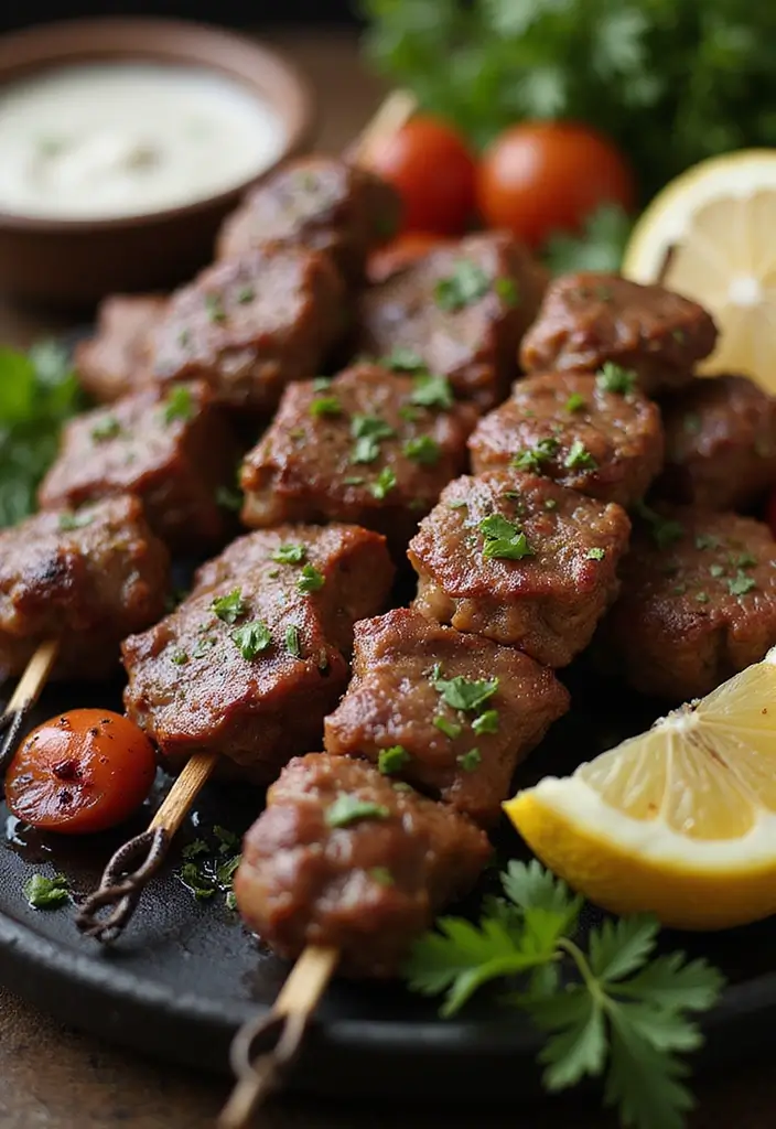30 Easy 3 Ingredient Ground Beef Dinner Recipes - 25. Beef Souvlaki Skewers