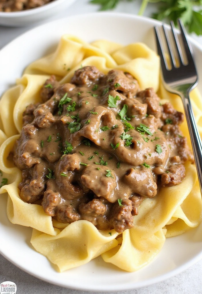 30 Easy 3 Ingredient Ground Beef Dinner Recipes - 3. Ground Beef Stroganoff