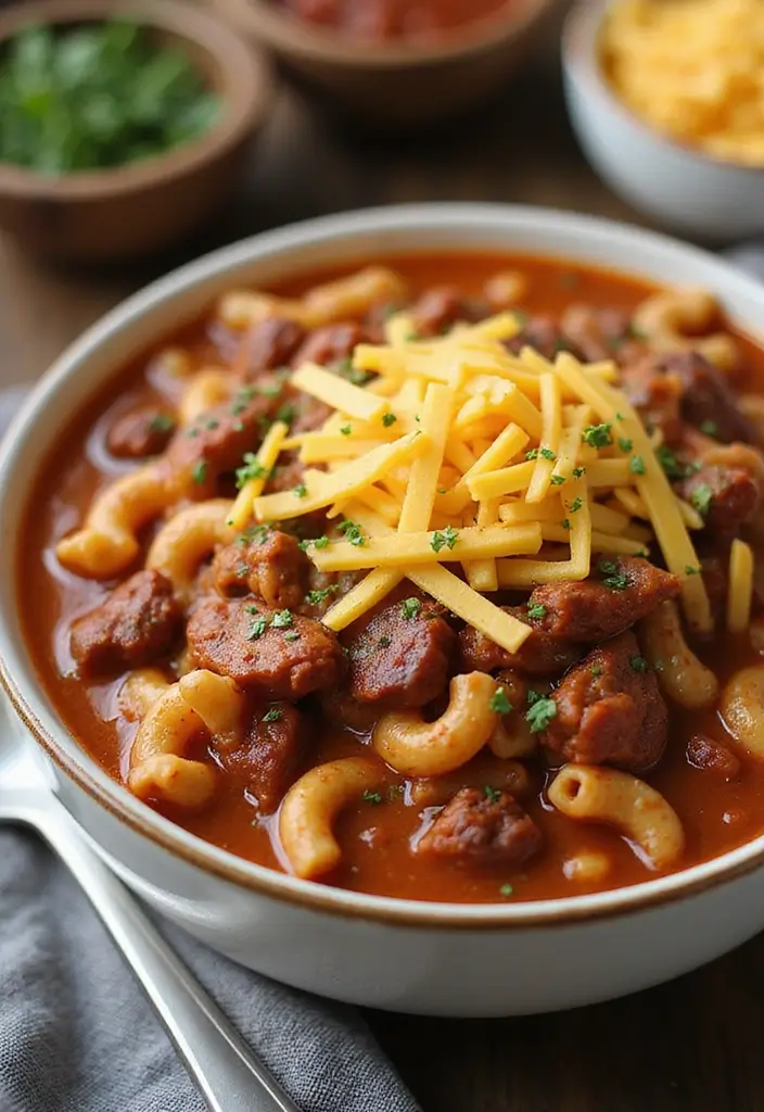 30 Easy 3 Ingredient Ground Beef Dinner Recipes - 30. Beef Chili Mac
