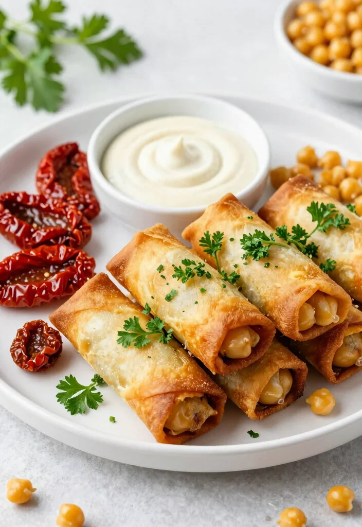 10 Vegan Egg Roll Recipes for Crispy Plant Based Snacks 6. Mediterranean Chickpea Egg Rolls 0