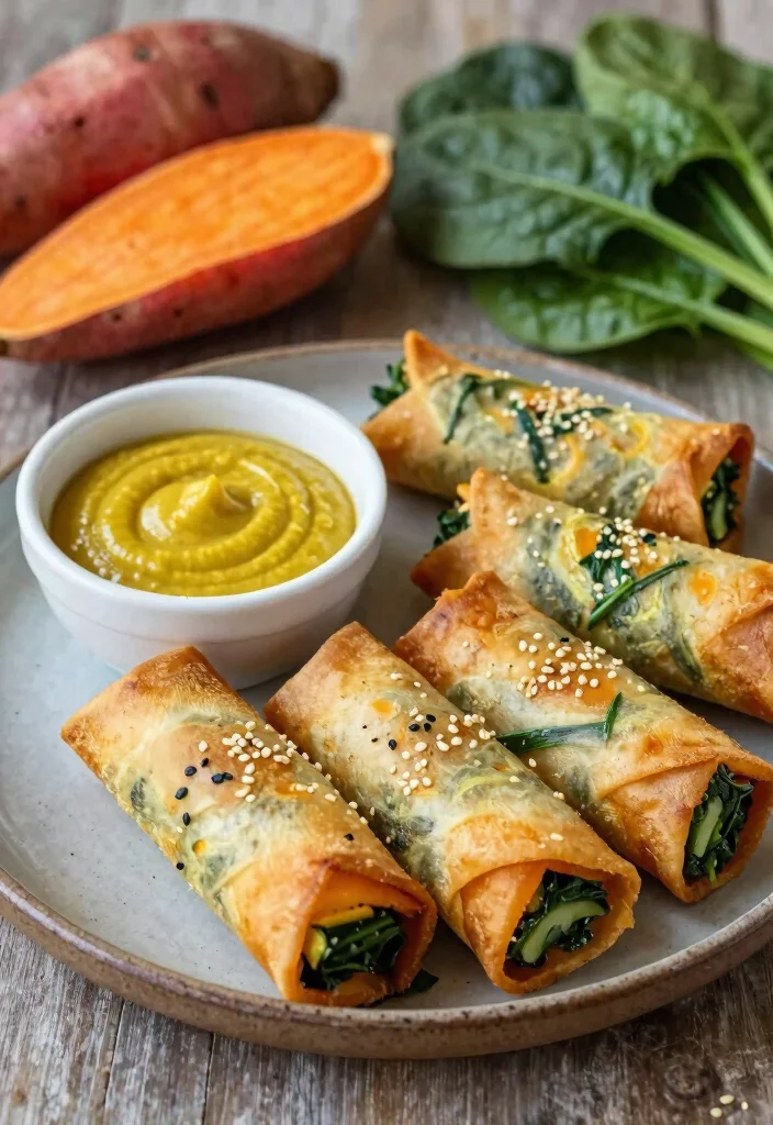 10 Vegan Egg Roll Recipes for Crispy Plant Based Snacks 9. Sweet Potato and Spinach Egg Rolls 0