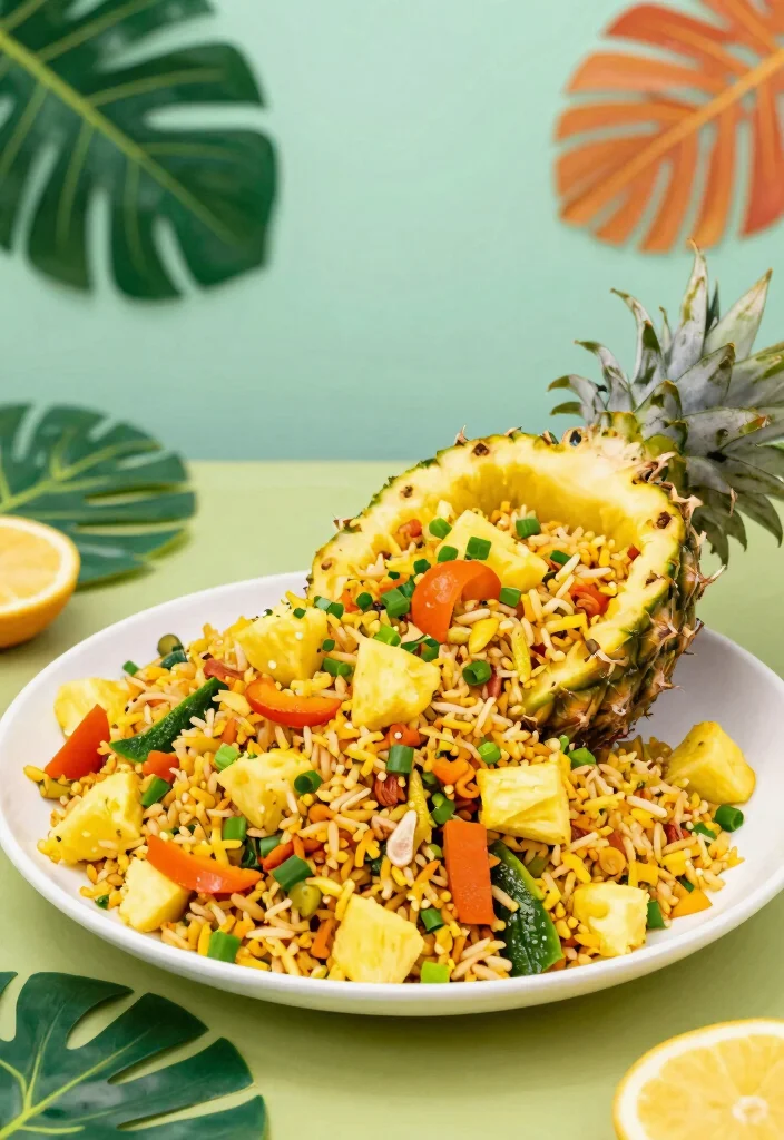 12 Hawaiian Vegetarian Recipes with Sweet Savory Island Flavor 11. Pineapple Fried Rice 0