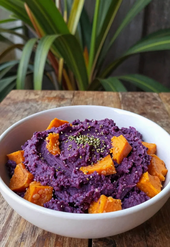 12 Hawaiian Vegetarian Recipes with Sweet Savory Island Flavor 7. Taro and Sweet Potato Mash 0