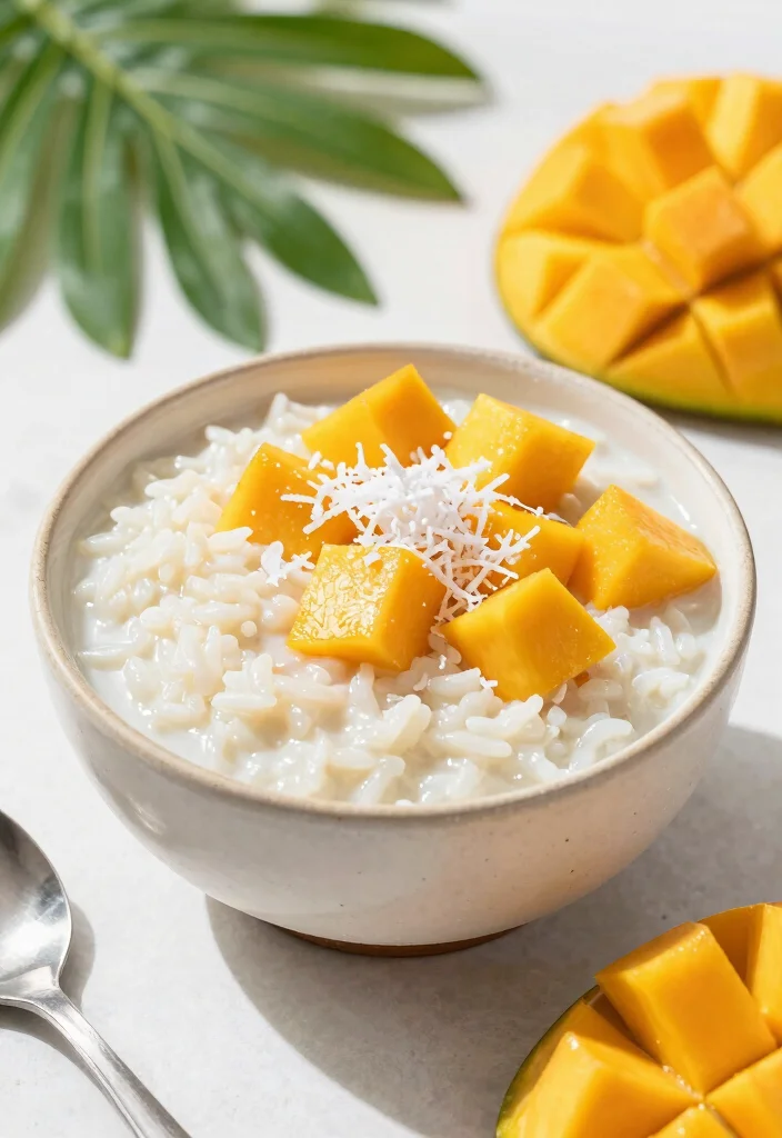 12 Rice Dessert Recipes for Creamy Comfort Sweets 2. Coconut Mango Rice Pudding 0