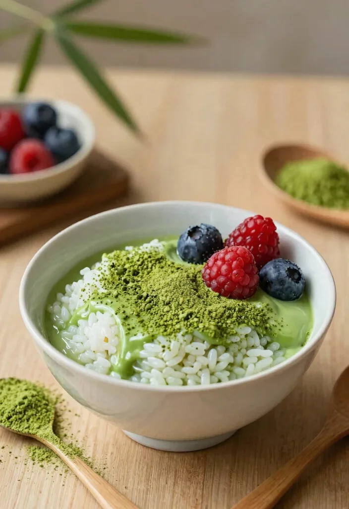 12 Rice Dessert Recipes for Creamy Comfort Sweets 5. Matcha Green Tea Rice Pudding 0