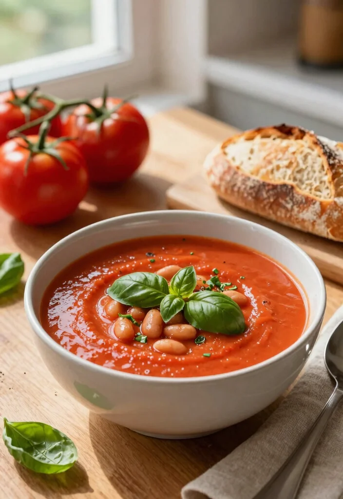 12 Vegan Bean Soup Recipes for Hearty Plant Based Bowls 3. Creamy Vegan Tomato Basil Bean Soup 0