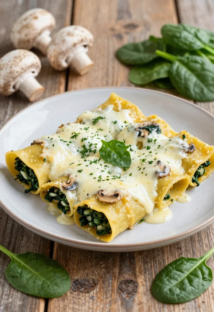 12 Vegetarian Cannelloni Recipes for Baked Italian Comfort 3. Mushroom and Spinach Cannelloni 0