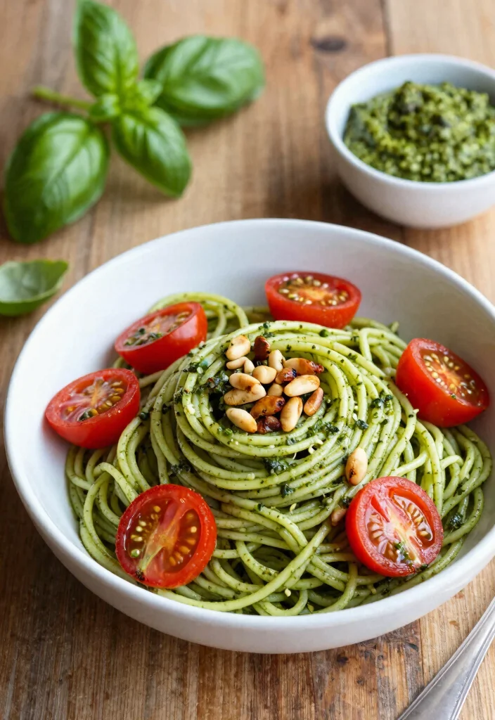 12 Vegetarian Linguine Recipes for Simple Flavorful Pasta Meals 23 12 Vegetarian Linguine Recipes for Simple Flavorful Pasta Meals 3. Pesto Linguine with Cherry Tomatoes 0