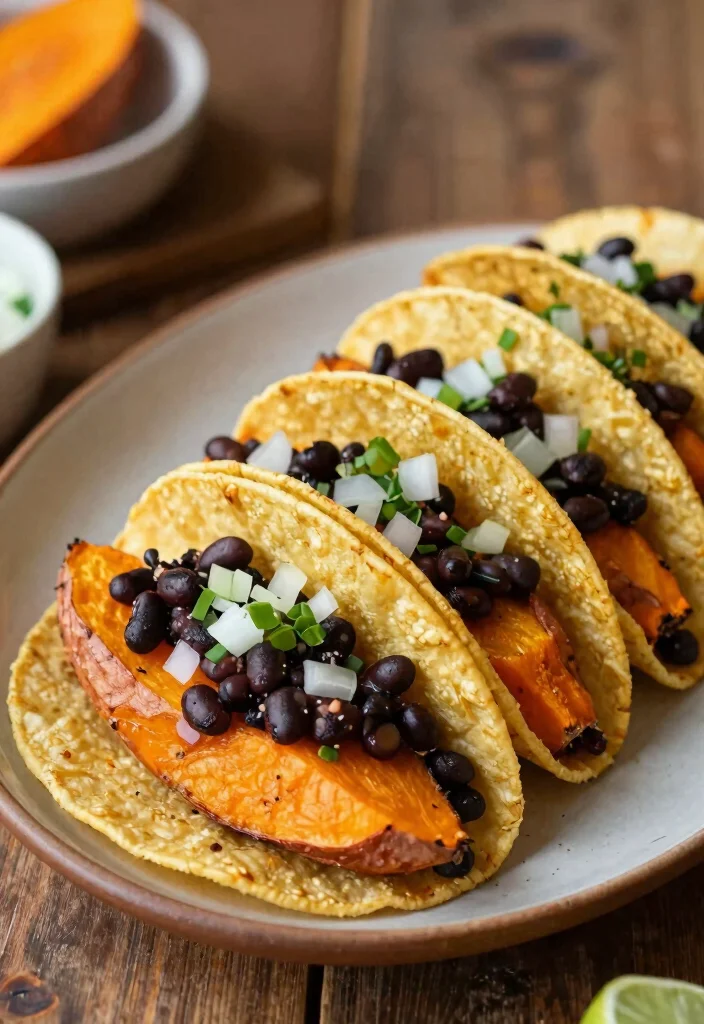 12 Vegetarian Taco Recipes for Fresh Meatless Weeknight Meals 45 12 Vegetarian Taco Recipes for Fresh Meatless Weeknight Meals 5. Sweet Potato Tacos with Black Bean Salsa 0